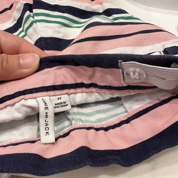 Janie and Jack Pink, Green, & Blue Striped Shorts - Picture 6 of 7